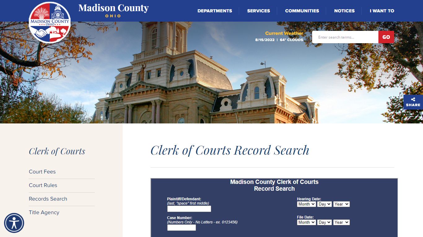 Clerk of Courts Record Search - Madison County, Ohio