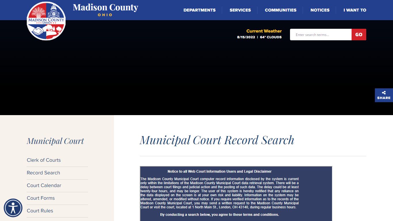 Municipal Court Record Search - Madison County, Ohio