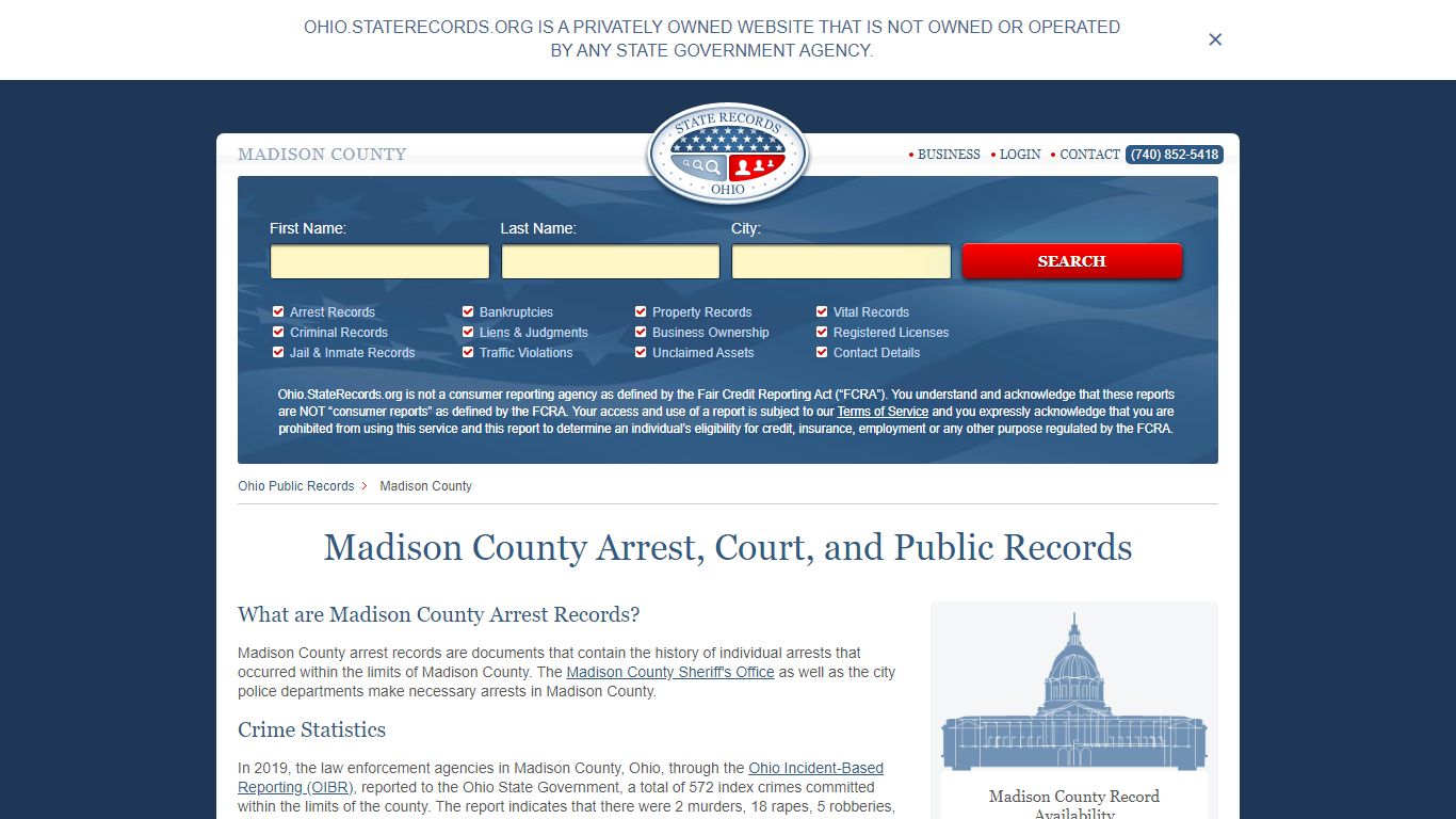 Madison County Arrest, Court, and Public Records