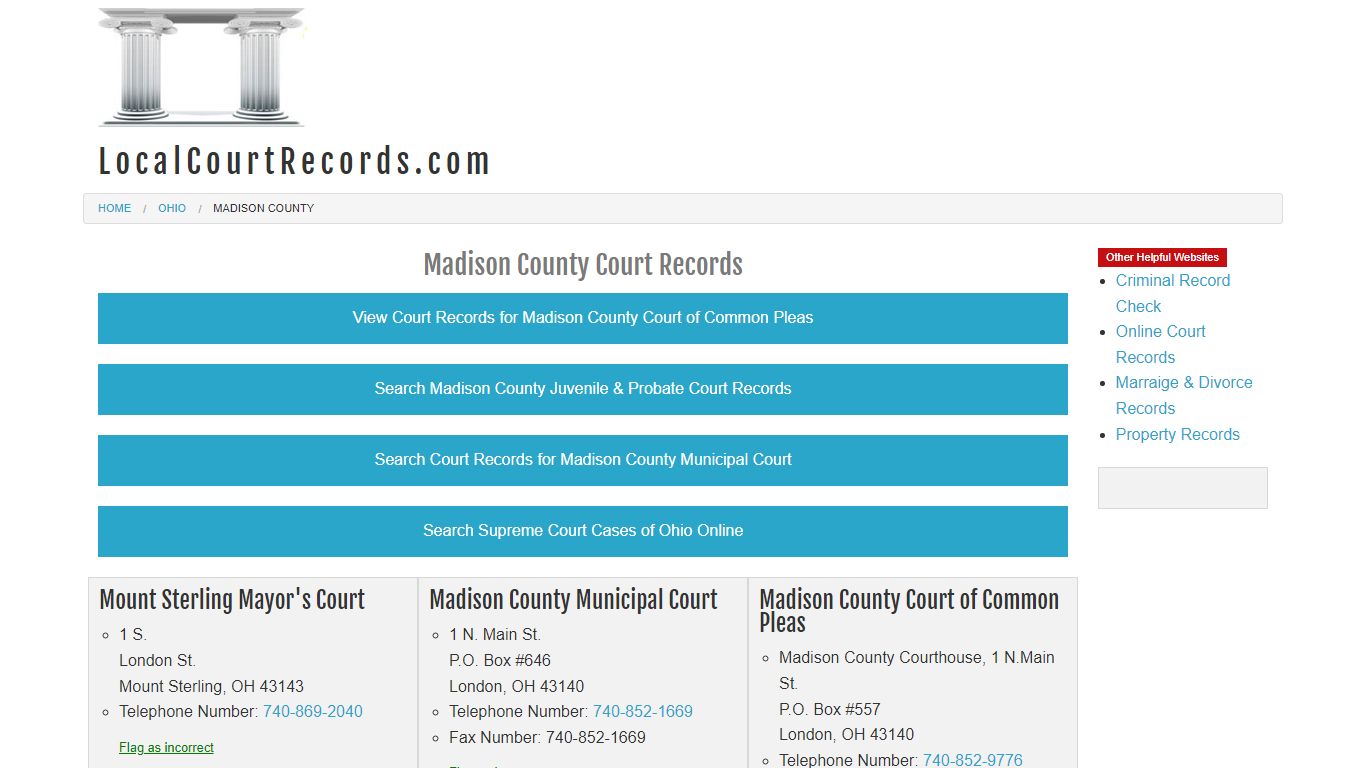 Madison County Court Records - Ohio